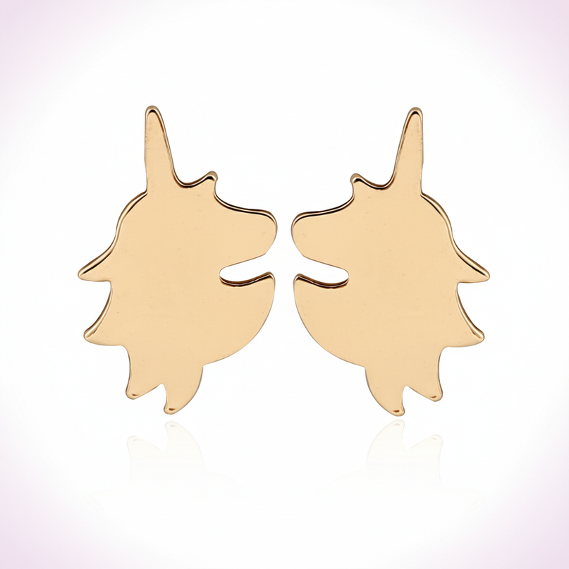 gold colored unicorn earrings - white-bg