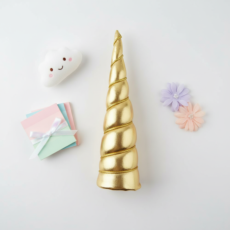 gold mermaid unicorn horn - flat-lay
