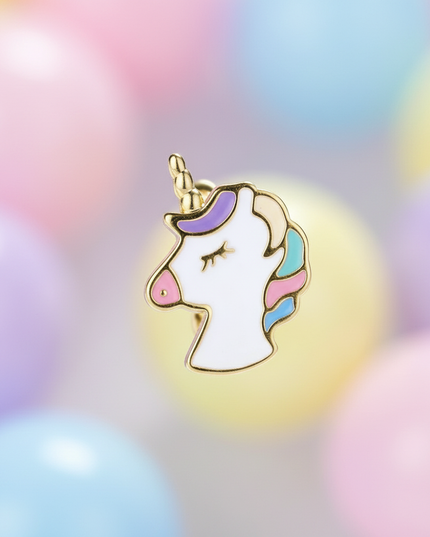 gold plated unicorn earrings - detail