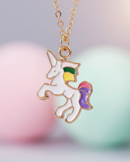 gold plated unicorn necklace - detail