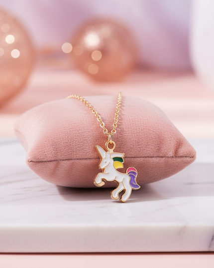 gold plated unicorn necklace - lifestyle