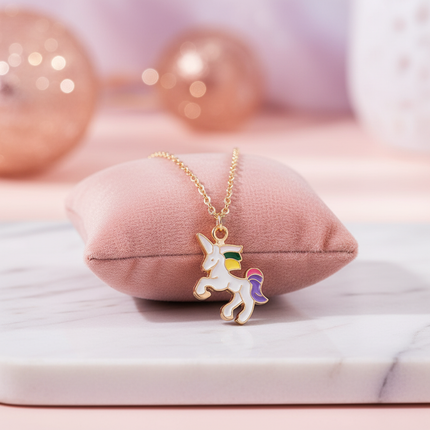 gold plated unicorn necklace - lifestyle