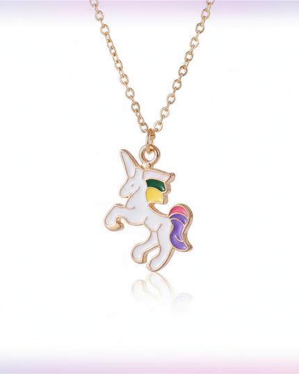 gold plated unicorn necklace - white-bg