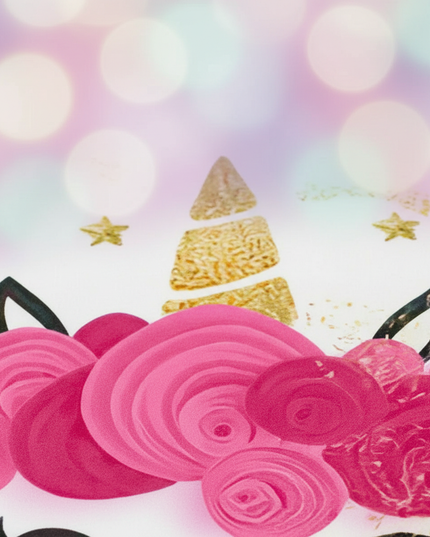 gold rose birthday unicorn bedding - detail