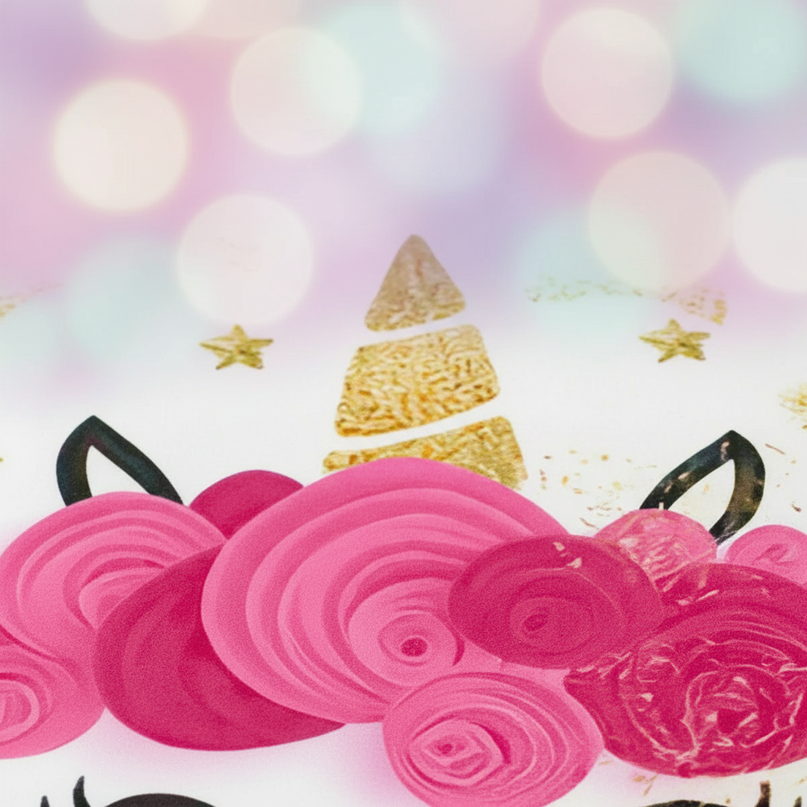 gold rose birthday unicorn bedding - detail