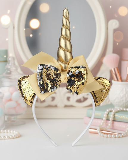gold sequin unicorn headband - lifestyle