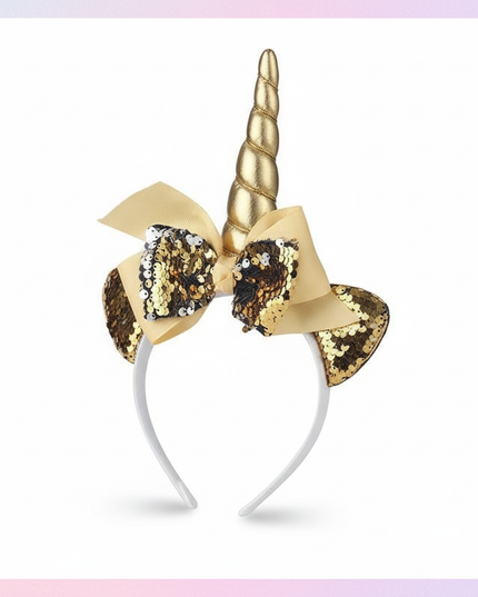 gold sequin unicorn headband - white-bg