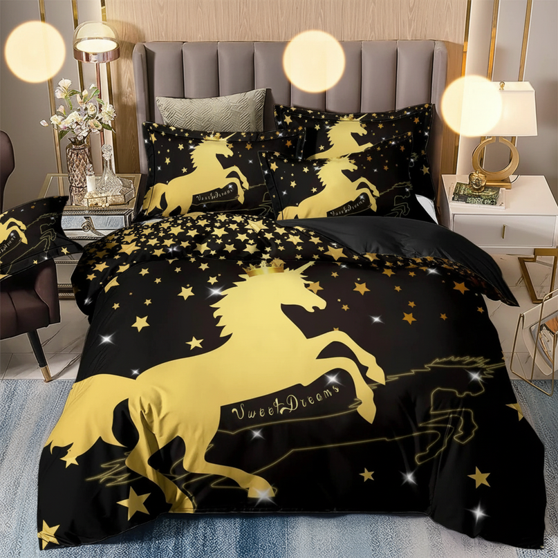 gold sweet dreams unicorn bedding - lifestyle