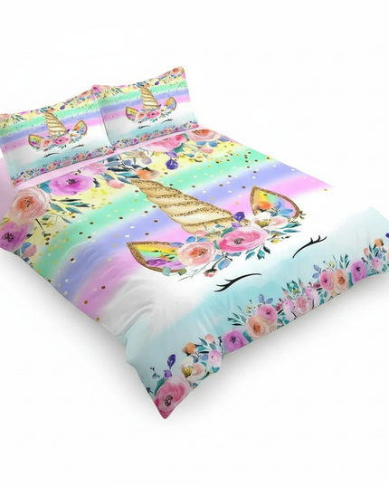 gold unicorn bedding - white-bg