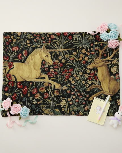 gold unicorn blanket - flat-lay