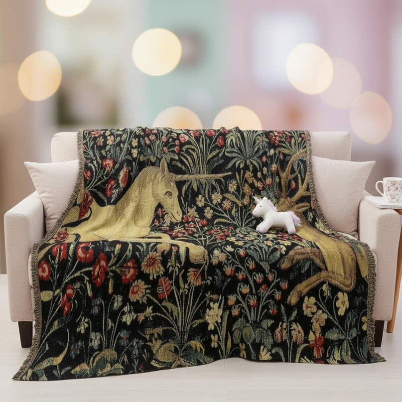 gold unicorn blanket - lifestyle