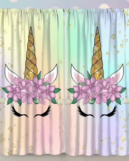 gold unicorn curtains - lifestyle