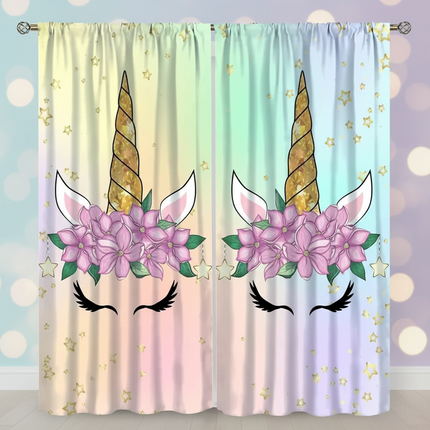 gold unicorn curtains - lifestyle
