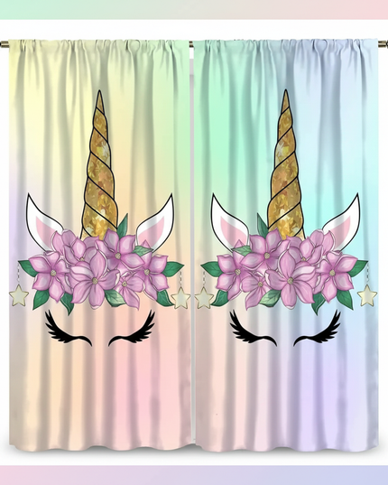 gold unicorn curtains - white-bg