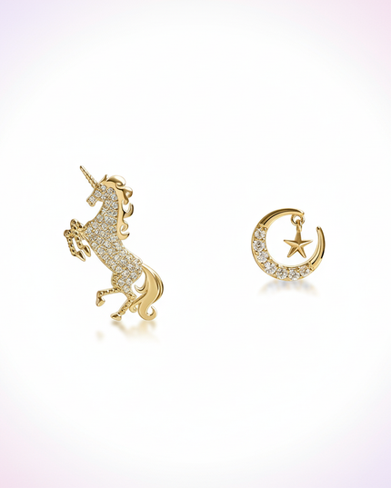 gold unicorn earrings for sale - white-bg