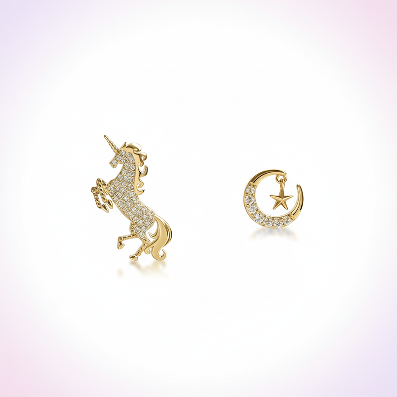 gold unicorn earrings for sale - white-bg