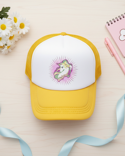 gold unicorn hat - flat-lay