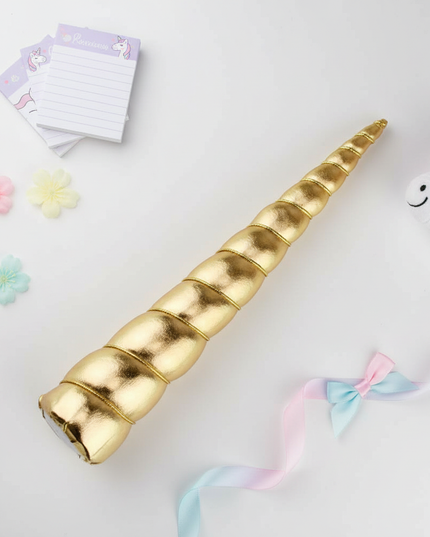 gold unicorn horn cosplay prop - flat-lay