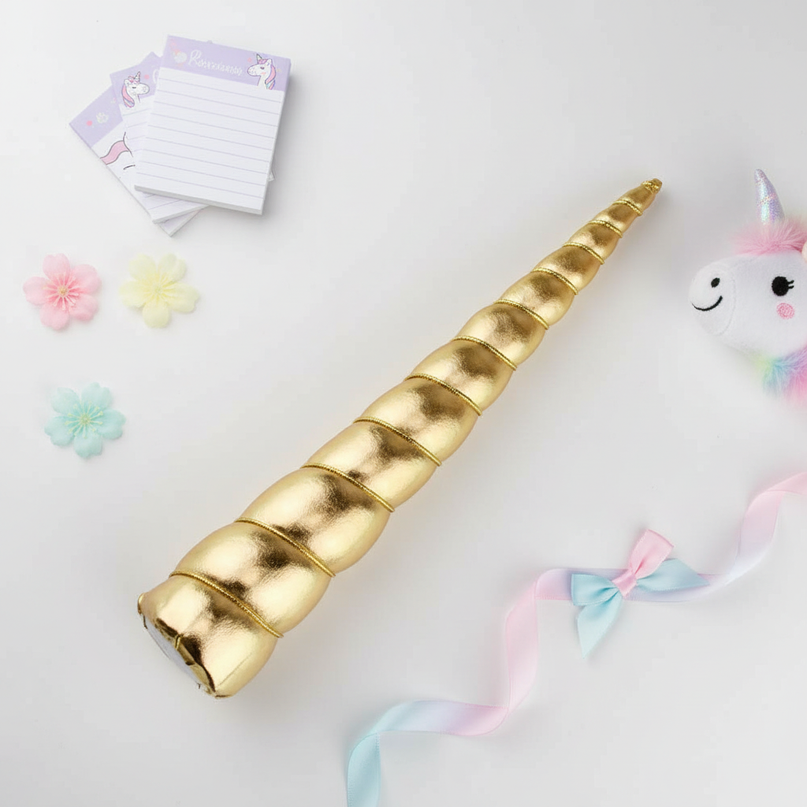 gold unicorn horn cosplay prop - flat-lay