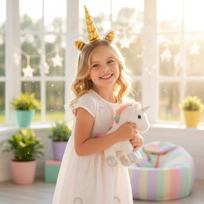 gold unicorn horn headband - in-use