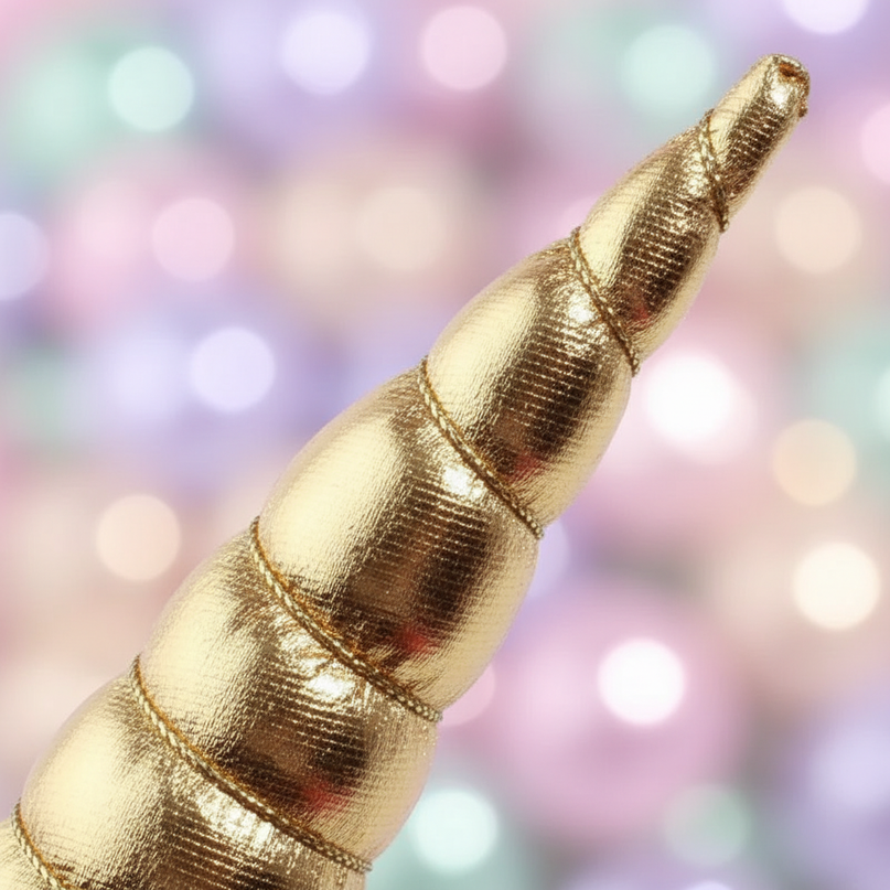 gold unicorn horn party pack - detail