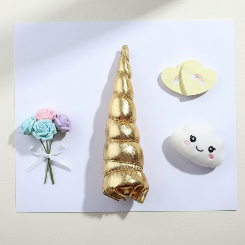 gold unicorn horn party pack - flat-lay