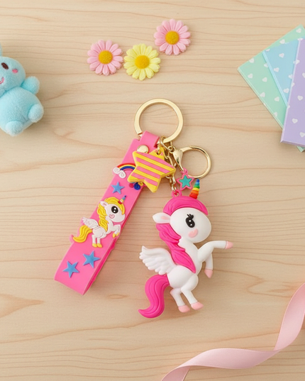 gold unicorn keychain - flat-lay