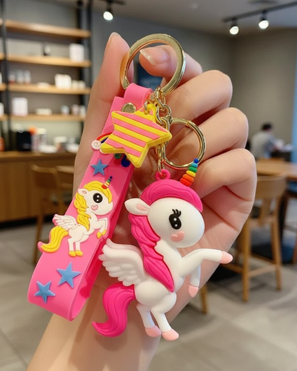 gold unicorn keychain - in-use