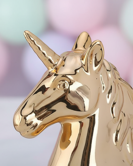 gold unicorn piggy bank - detail