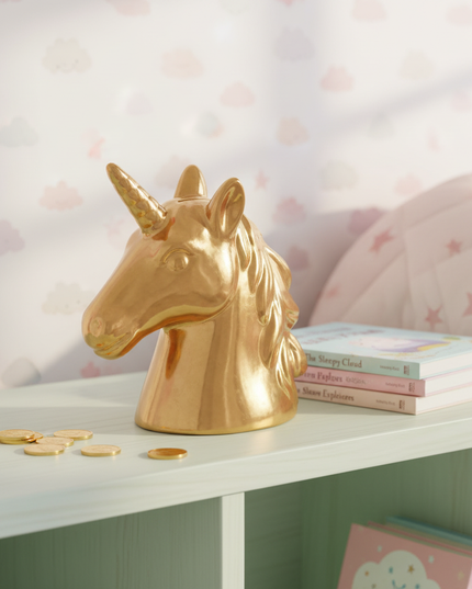 gold unicorn piggy bank - lifestyle