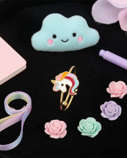 gold unicorn ring - flat-lay