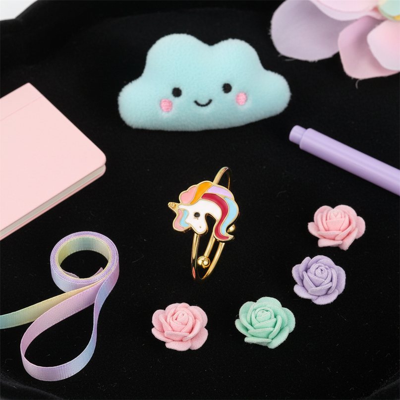 gold unicorn ring - flat-lay