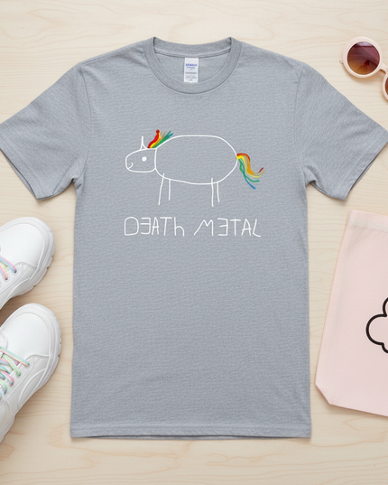 gold unicorn shirt - flat-lay