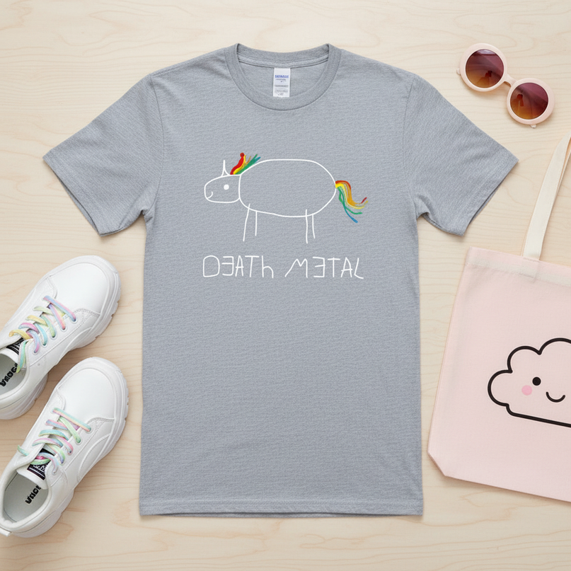 gold unicorn shirt - flat-lay
