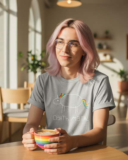 gold unicorn shirt - in-use