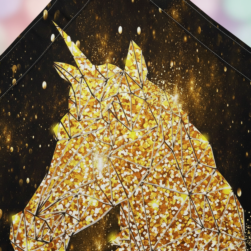 gold unicorn shower curtain - detail
