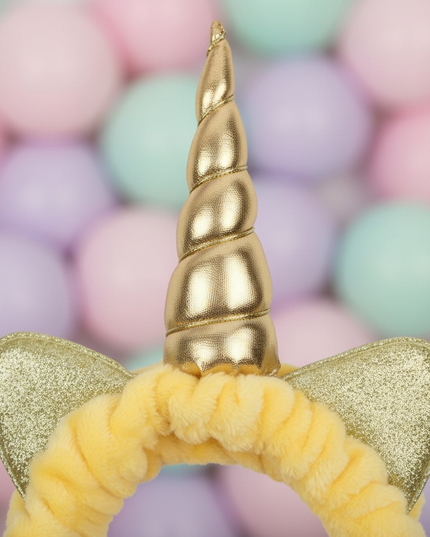 gold unicorn spa headband - detail