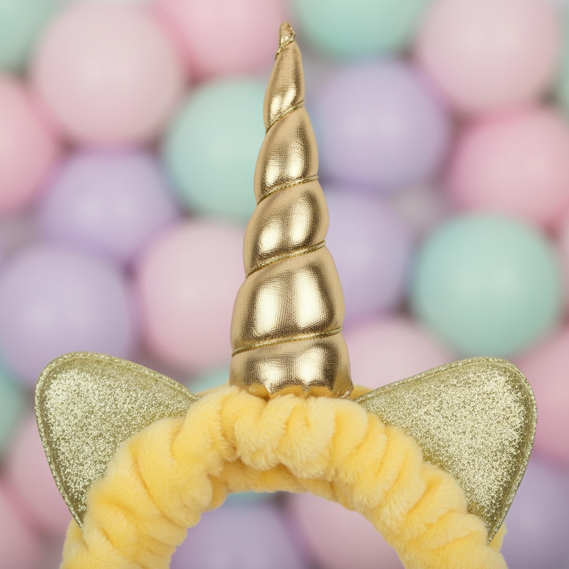 gold unicorn spa headband - detail