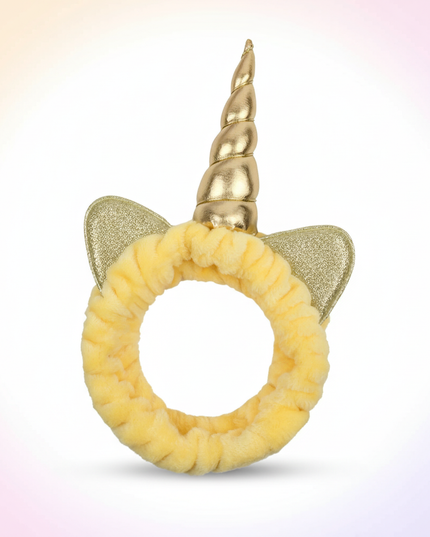 gold unicorn spa headband - white-bg