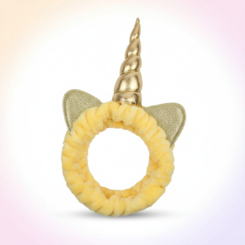 gold unicorn spa headband - white-bg
