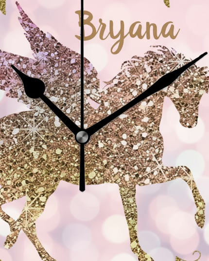 gold unicorn wall clock - detail