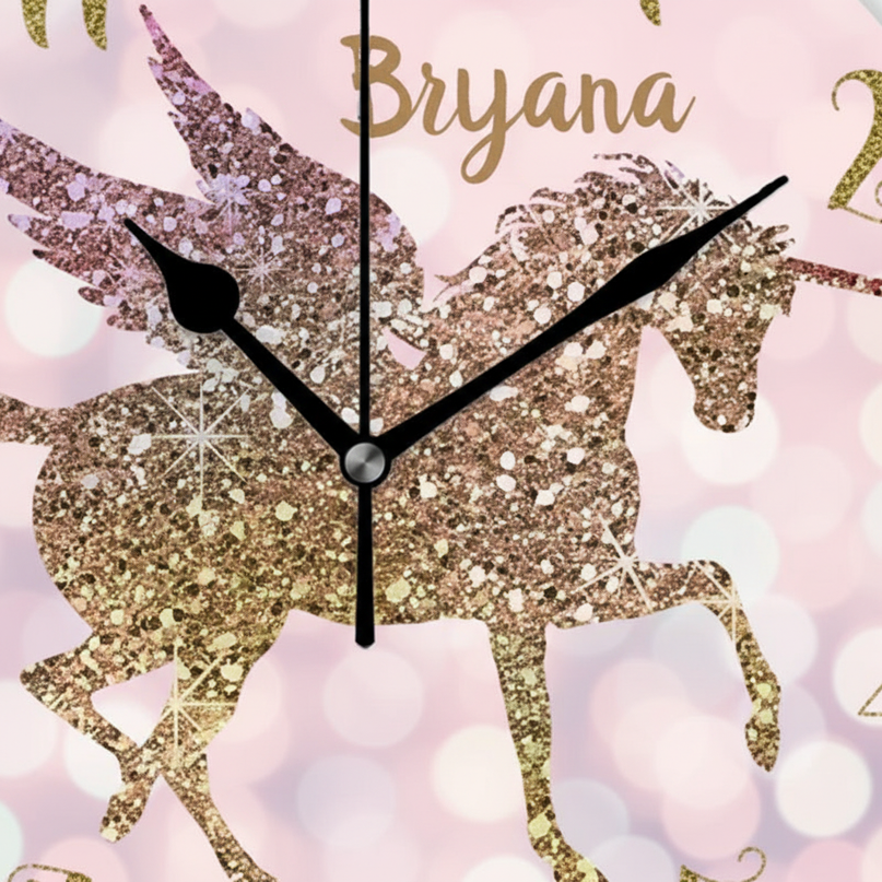 gold unicorn wall clock - detail
