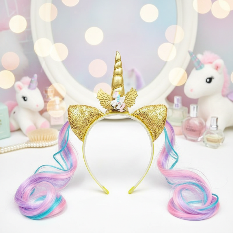 gold unicorn wig headband - lifestyle