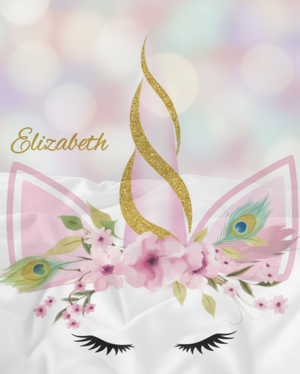 gold wreath elegant unicorn bedding - detail
