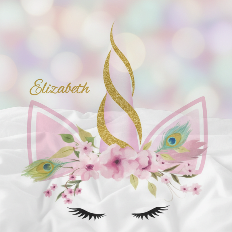 gold wreath elegant unicorn bedding - detail