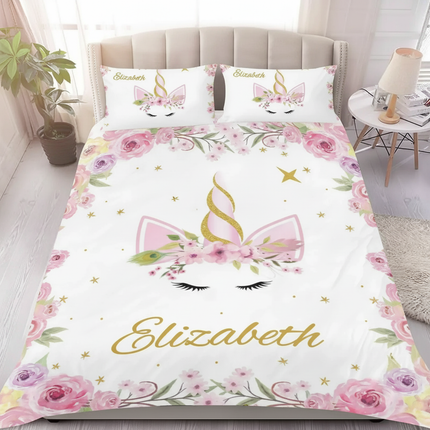 gold wreath elegant unicorn bedding - lifestyle
