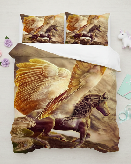 golden pegasus bedding - flat-lay