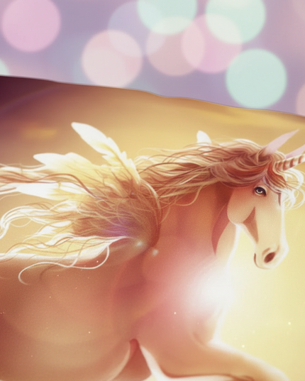golden sunset unicorn bedding - detail