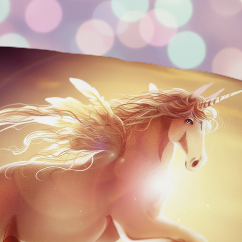 golden sunset unicorn bedding - detail