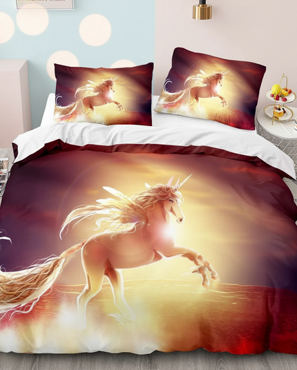 golden sunset unicorn bedding - lifestyle